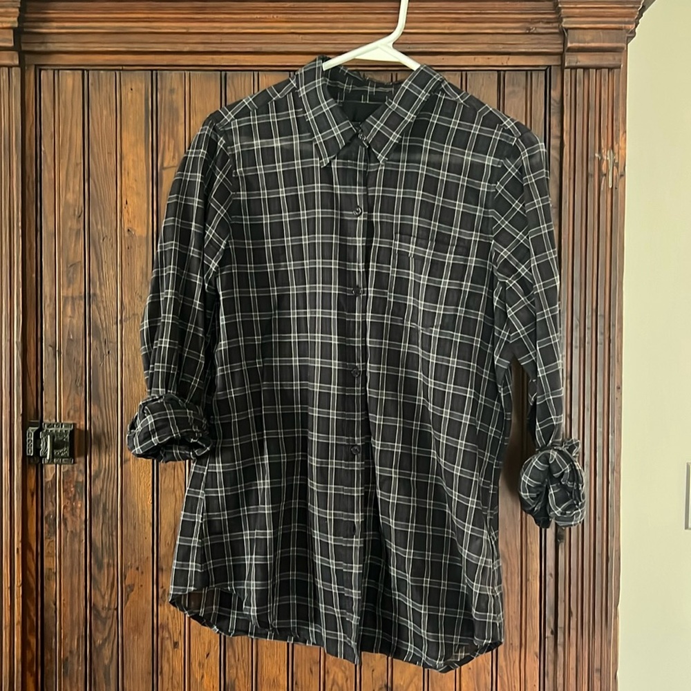 Nili Lotan Classic Black Plaid Shirt